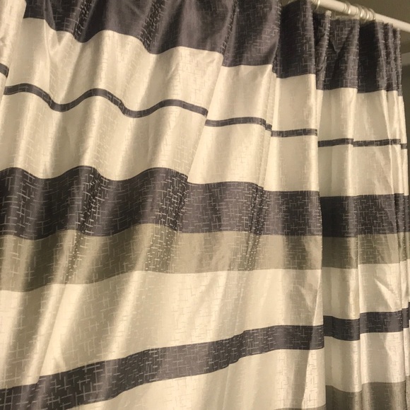 Striped Fabric Shower Curtain & Wash Cloth Set - Picture 2 of 7